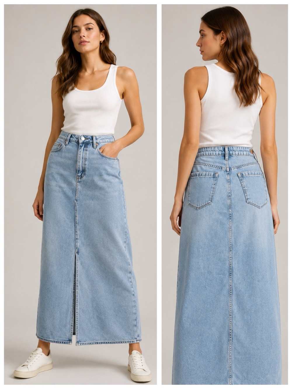 BLANK NYC Long Jean Maxi Skirt, Light Blue / Faded Denim Wash sz. 25